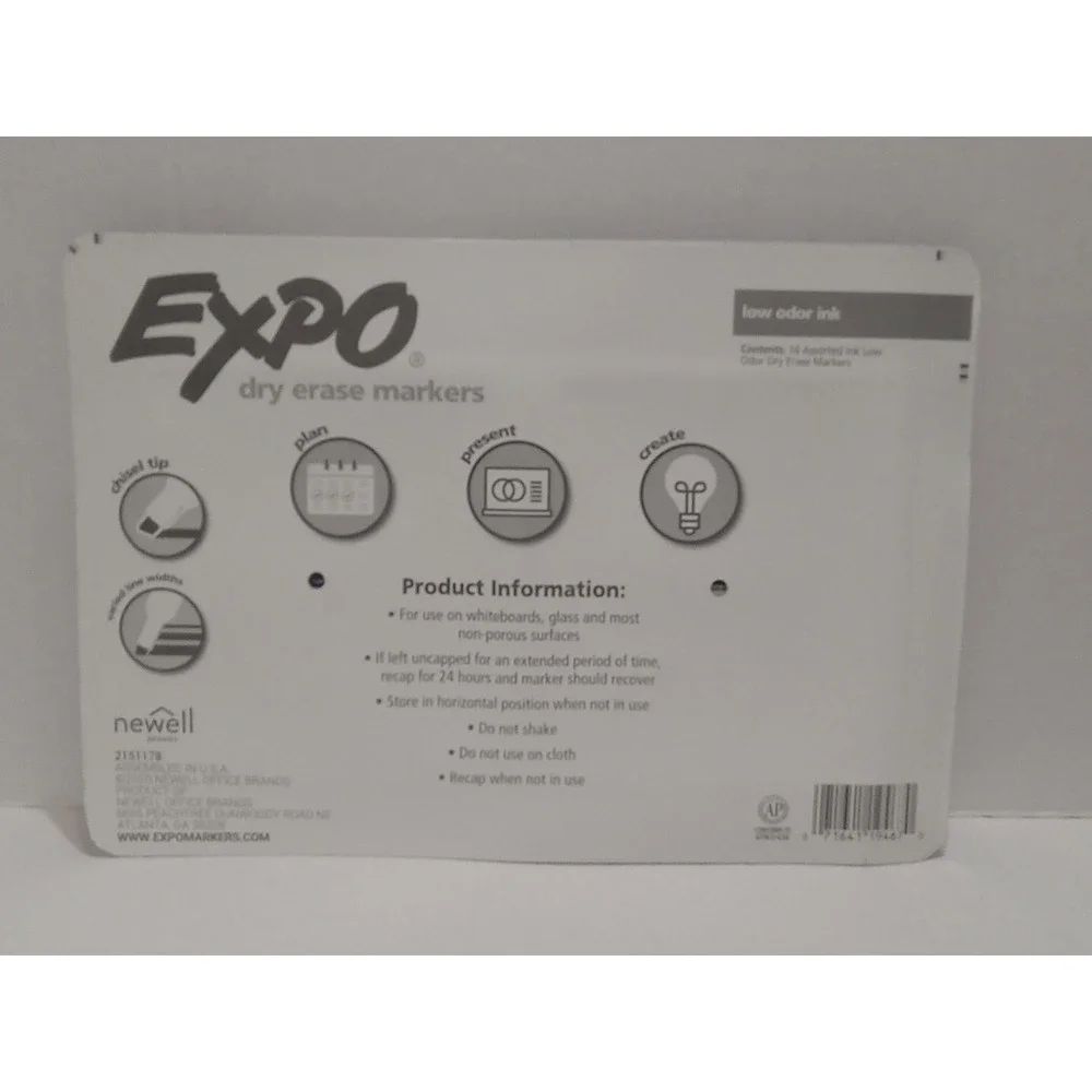 EXPO - 16 Count  Low Odor Dry Erase Markers Chisel Tip / Assorted Colors New